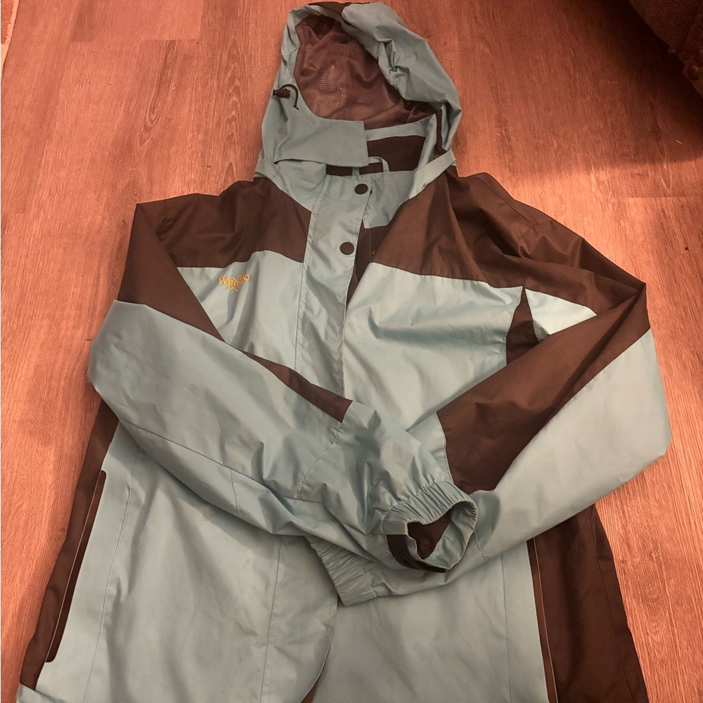 Blue and Brown Hooded Jacket